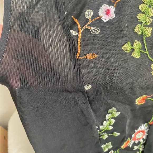 Black Floral Embroidered  One-Piece - Picture 6 of 10